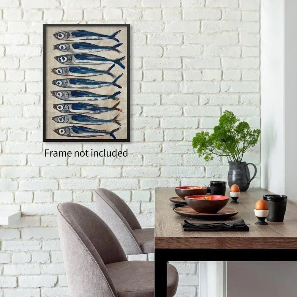 Sardines Print Sardine Tin Vintage Poster Retro Sardine Wall Art Fish Print - Picture 3 of 7